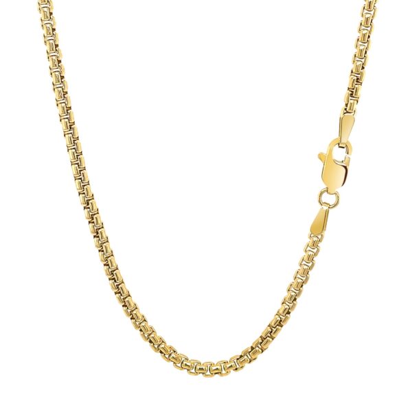 14k Yellow Gold Solid Round Box Chain (2.5 mm) - Image 3