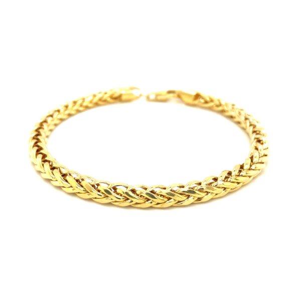 14k Yellow Gold Diamond Cut Round Franco Bracelet (5.30 mm) - Image 2