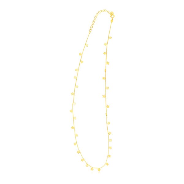 14K Yellow Gold Necklace with Dangling Stars