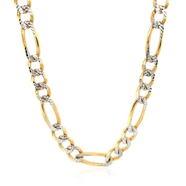14K Yellow Gold Solid Pave Figaro Chain (7.00 mm) - Image 2