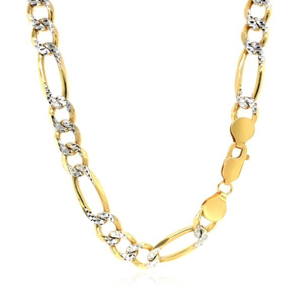 14K Yellow Gold Solid Pave Figaro Chain (7.00 mm) - Image 3