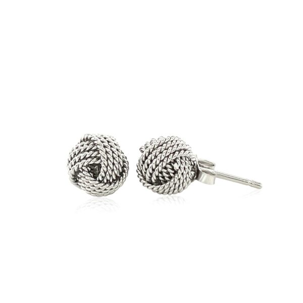 Sterling Silver Textured Love Knot Stud Style Earrings(9mm) - Image 3