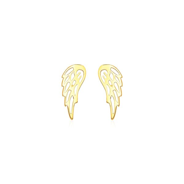 14k Yellow Gold Polished Wing Post Earrings