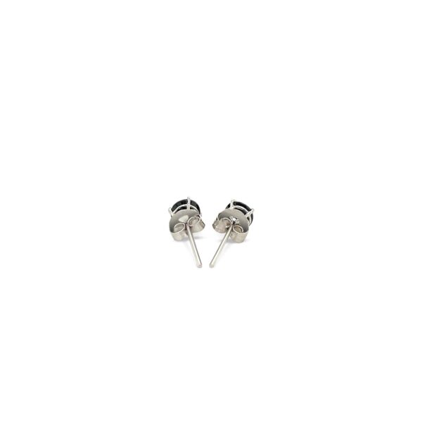14k White Gold Stud Earrings with Black Cubic Zirconia(4mm) - Image 3