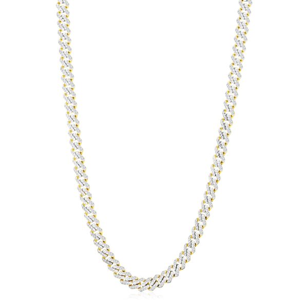 14k Yellow Gold White Pave High Polish Modern Lite Edge Chain (8.00 mm) - Image 2