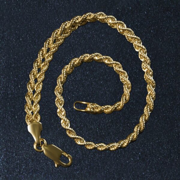 Double Rope Chain Bracelet in 10k Yellow Gold (2.10 mm) - Image 4