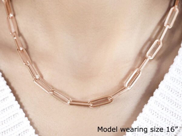 14K Rose Gold Wide Paperclip Chain (6.10 mm) - Image 6
