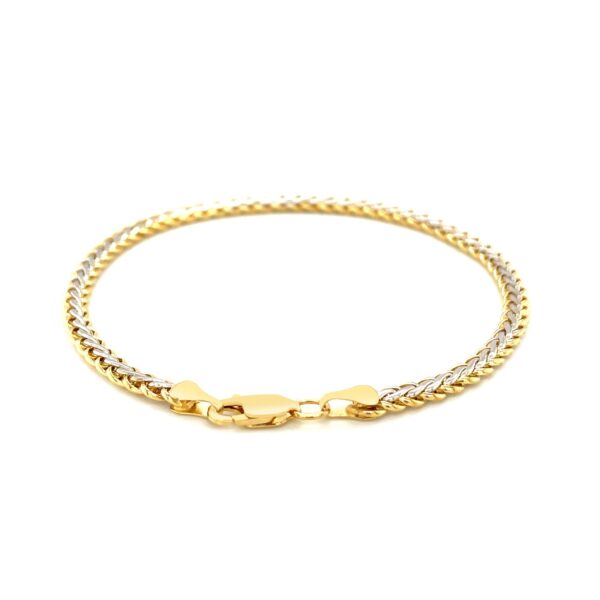 Two-Toned Fine Wheat Chain Bracelet in 10k Yellow and White Gold (3.00 mm) - Image 3