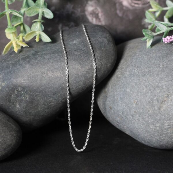 10k White Gold Solid Diamond Cut Rope Chain (1.40 mm) - Image 6