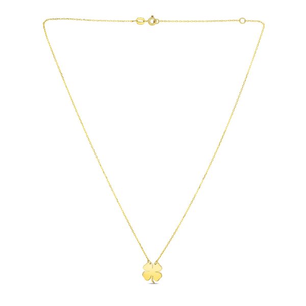 14K Yellow Gold Four Leaf Clover Necklace - Image 2