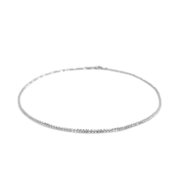 10k White Gold Sparkle Anklet 1.5mm - Image 2