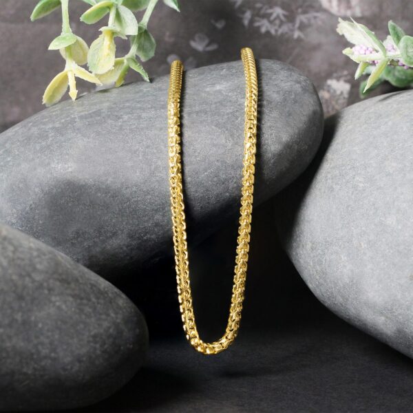 14k Yellow Solid Gold Diamond Cut Round Franco Chain (2.70 mm) - Image 2