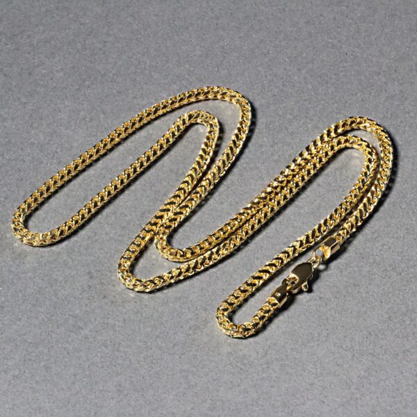 14k Yellow Solid Gold Diamond Cut Round Franco Chain (2.70 mm) - Image 4