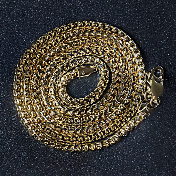 14k Yellow Solid Gold Diamond Cut Round Franco Chain (2.70 mm) - Image 5