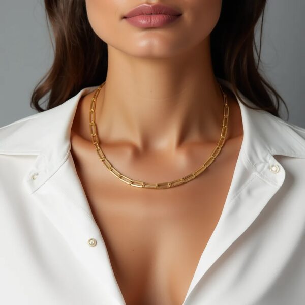 14K Yellow Gold Delicate Paperclip Chain (2.1 mm) - Image 5