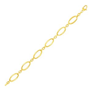 14k Yellow Gold Bracelet with Polished Oval Links (10.00 mm)