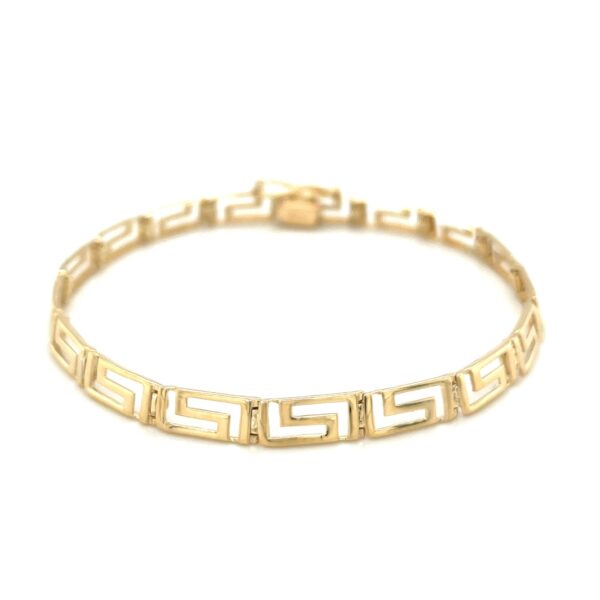14k Yellow Gold Fancy Greek Key Motif Bracelet (6.35 mm) - Image 2