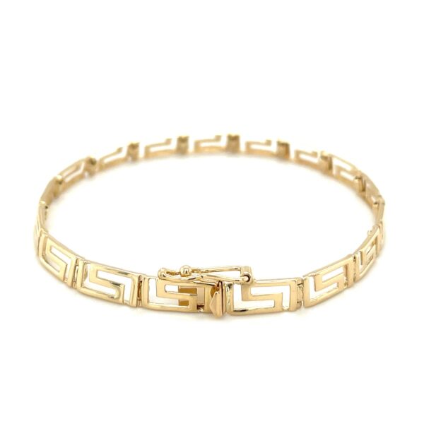14k Yellow Gold Fancy Greek Key Motif Bracelet (6.35 mm) - Image 3