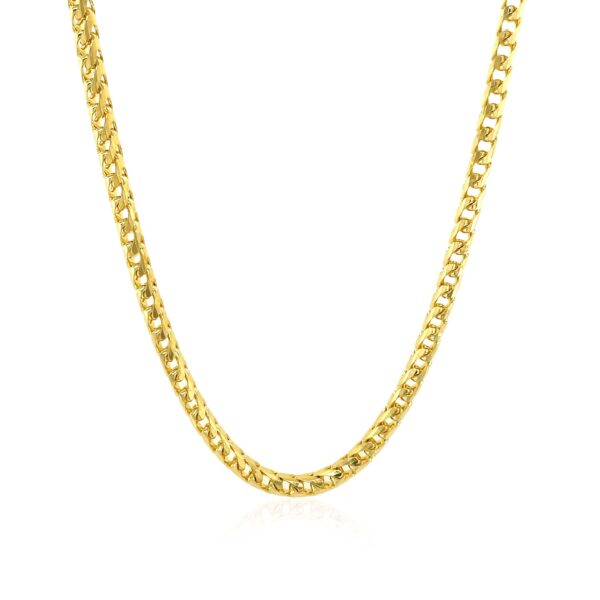 14k Yellow Solid Gold Diamond Cut Round Franco Chain (3.10 mm) - Image 2