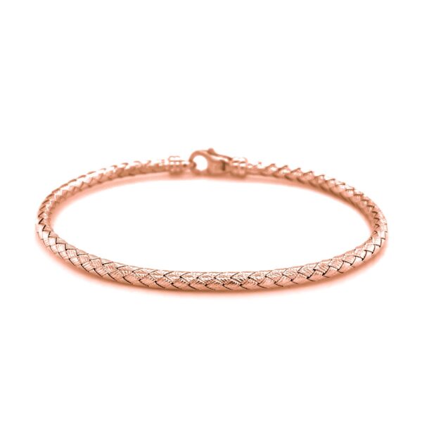 14k Rose Gold Fancy Weave Motif Bangle (3.40 mm) - Image 2