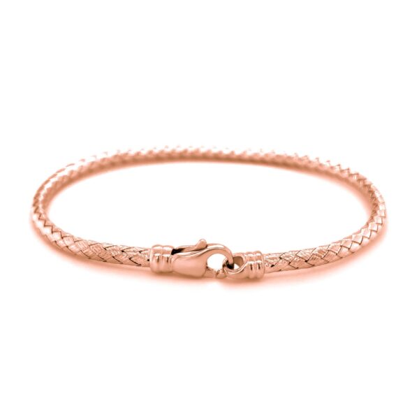 14k Rose Gold Fancy Weave Motif Bangle (3.40 mm) - Image 3