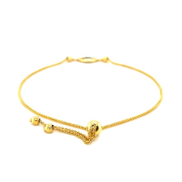 14k Yellow Gold Adjustable Evil Eye Bracelet (1.00 mm) - Image 3