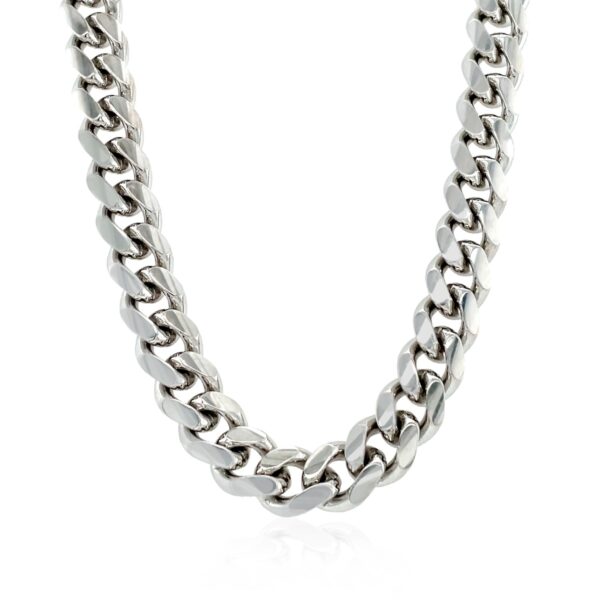 Sterling Silver Rhodium Plated Miami Cuban Chain (8.40 mm) - Image 2