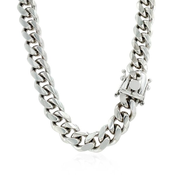 Sterling Silver Rhodium Plated Miami Cuban Chain (8.40 mm) - Image 3