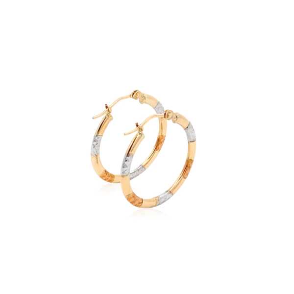 10k Tri-Color Gold Classic Hoop Earrings with Diamond Cut Details(20mm) - Image 4