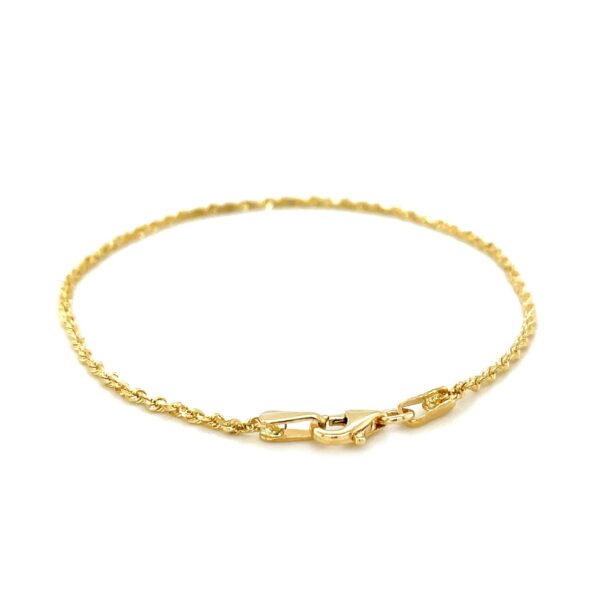 10k Yellow Gold Solid Diamond Cut Rope Bracelet (1.60 mm) - Image 3