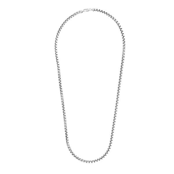 Sterling Silver Rhodium Plated Round Box Chain (4.40 mm) - Image 2