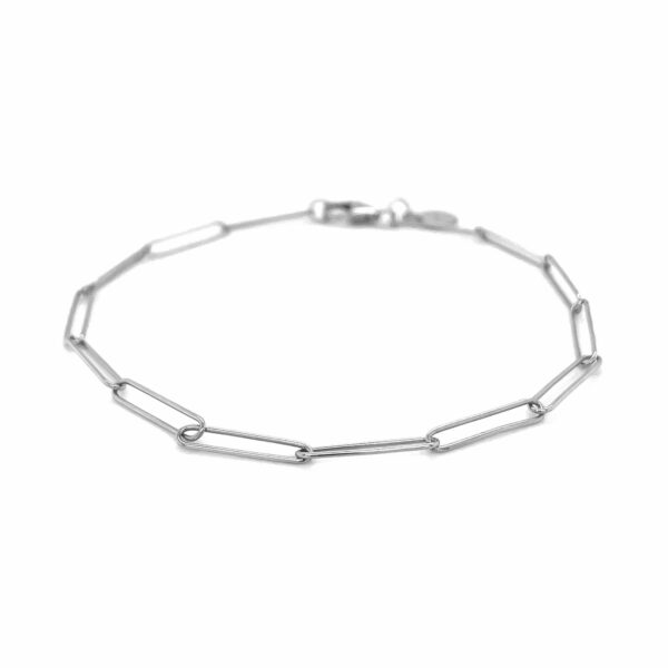 14k White Gold Wire Paperclip Bracelet  (2.70 mm) - Image 2