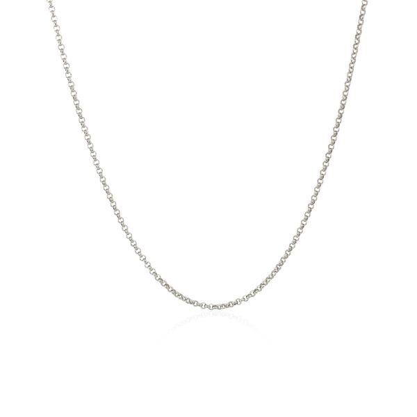 14k White Gold Diamond Cut Rolo Chain (1.10 mm) - Image 2