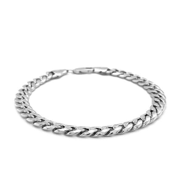 14k White Gold Miami Cuban Semi Solid Bracelet (7.00 mm) - Image 2