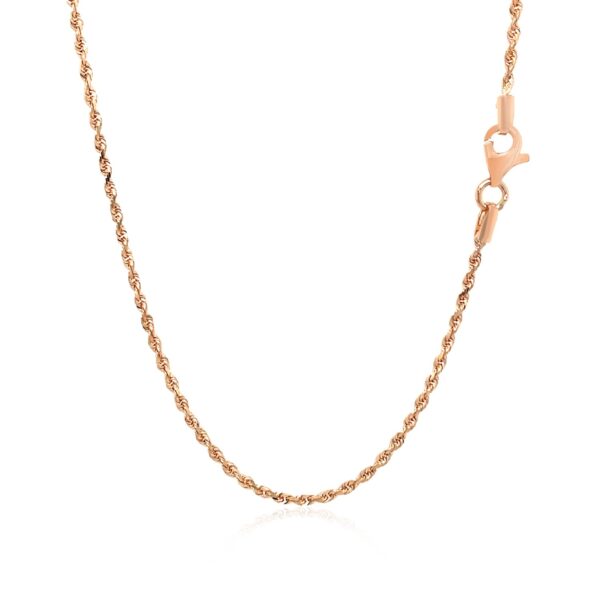 14k Rose Gold Solid Diamond Cut Rope Chain (1.6 mm) - Image 3