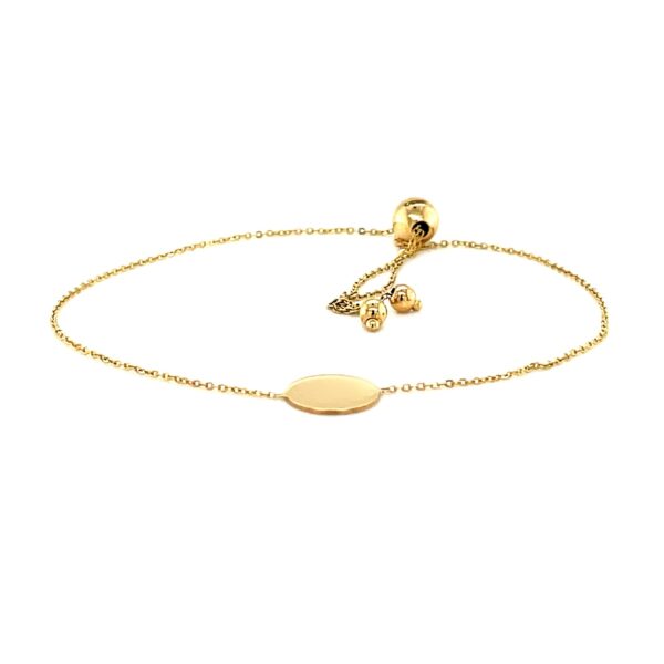 Adjustable Bracelet with Shiny Circle in 14k Yellow Gold (7.50 mm) - Image 2
