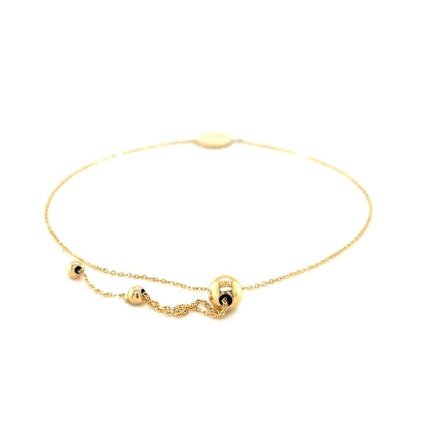 Adjustable Bracelet with Shiny Circle in 14k Yellow Gold (7.50 mm) - Image 3