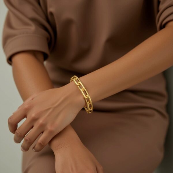 14k Yellow Gold 8 inch Extra Wide Paperclip Chain Bracelet (9.60 mm) - Image 3
