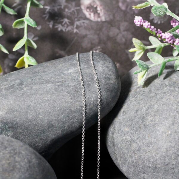14k White Gold Round Cable Link Chain (1.10 mm) - Image 4