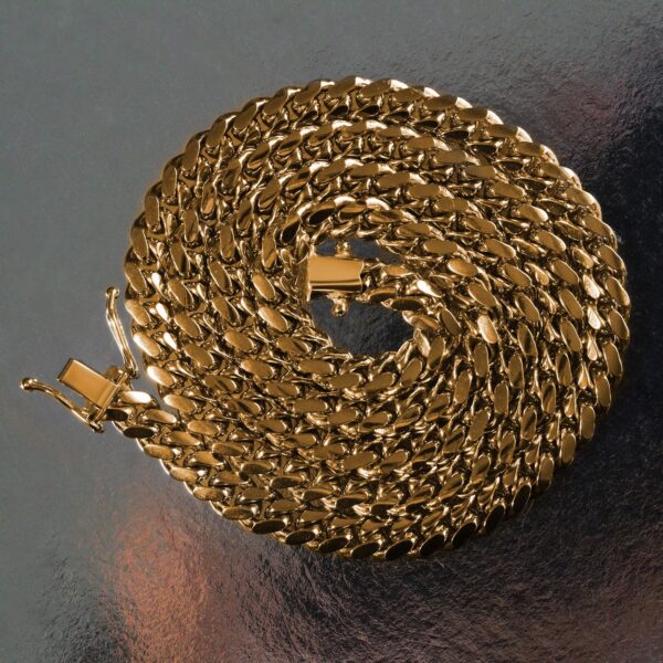14k Yellow Gold Classic Miami Cuban Solid Chain (6.10 mm) - Image 5