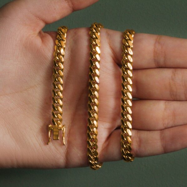 14k Yellow Gold Classic Miami Cuban Solid Chain (6.10 mm) - Image 6