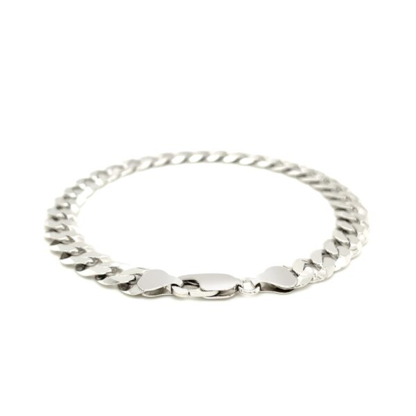 Rhodium Plated Sterling Silver Curb Style Bracelet (7.90 mm) - Image 3