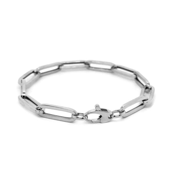 14K White Gold Extra Wide Paperclip Chain Bracelet (6.10 mm) - Image 2
