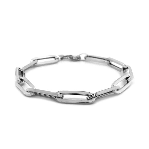 14K White Gold Extra Wide Paperclip Chain Bracelet (6.10 mm) - Image 3