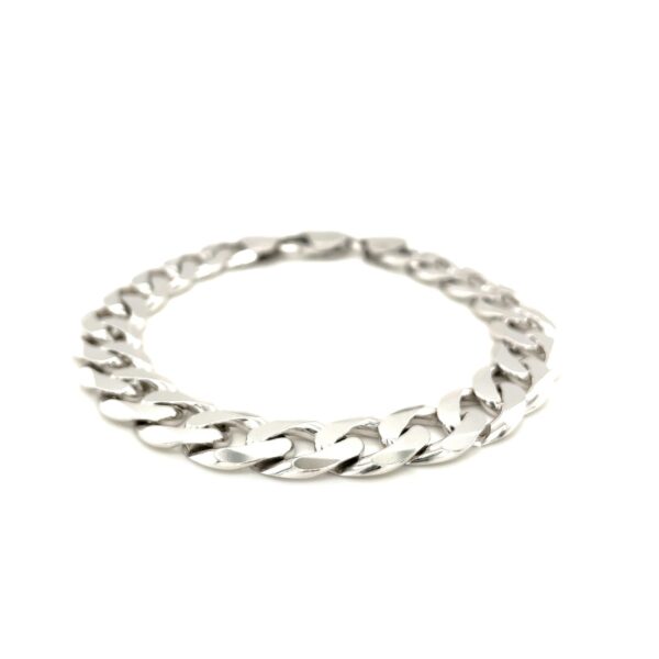 Rhodium Plated Sterling Silver Curb Style Bracelet (11.60 mm) - Image 2