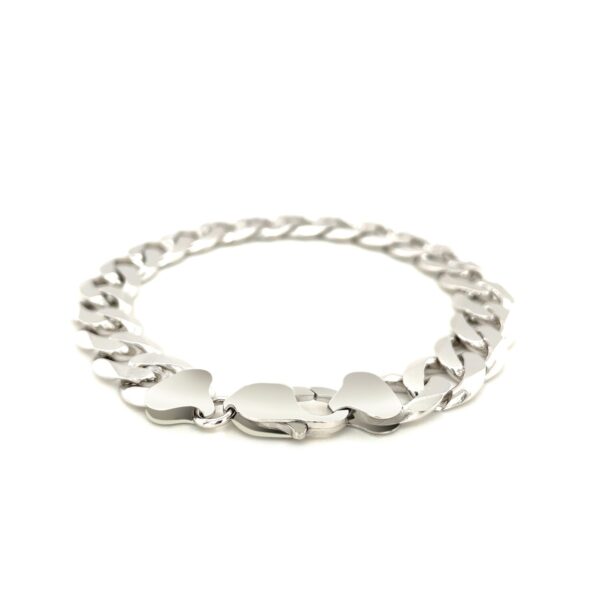 Rhodium Plated Sterling Silver Curb Style Bracelet (11.60 mm) - Image 3