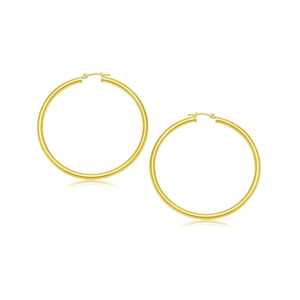 10k Yellow Gold Polished Hoop Earrings (3x25 mm)