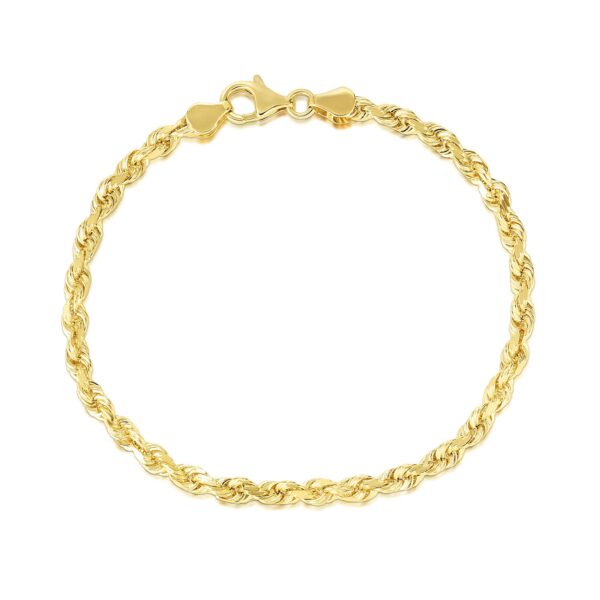 10k Yellow Gold Solid Diamond Cut Rope Bracelet (5.00 mm) - Image 2