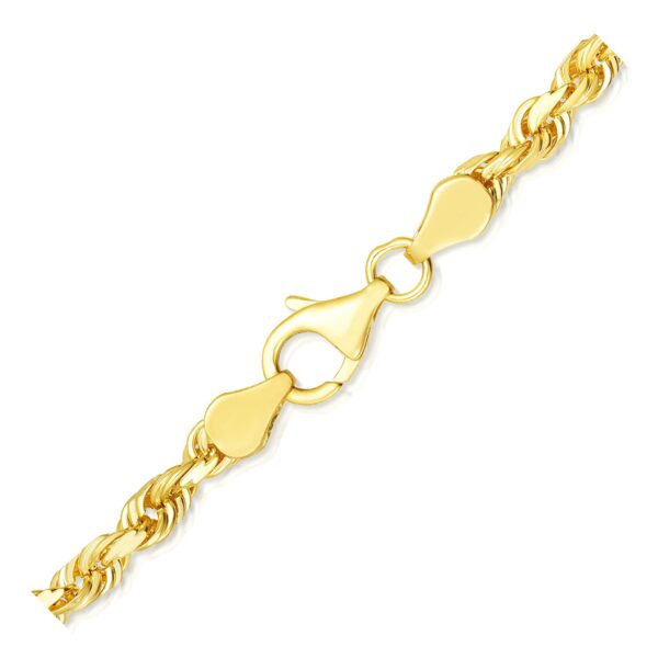10k Yellow Gold Solid Diamond Cut Rope Bracelet (5.00 mm) - Image 3