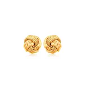 10k Yellow Gold Love Knot with Ridge Texture Earrings